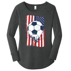 Soccer USA Flag , Soccer Ball Graphic Boys  Women's Perfect Tri Tunic Long Sleeve Shirt