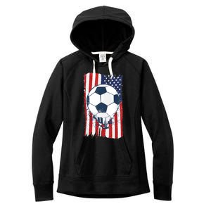 Soccer USA Flag , Soccer Ball Graphic Boys  Women's Fleece Hoodie