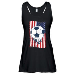 Soccer USA Flag , Soccer Ball Graphic Boys  Ladies Essential Flowy Tank