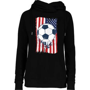 Soccer USA Flag , Soccer Ball Graphic Boys  Womens Funnel Neck Pullover Hood