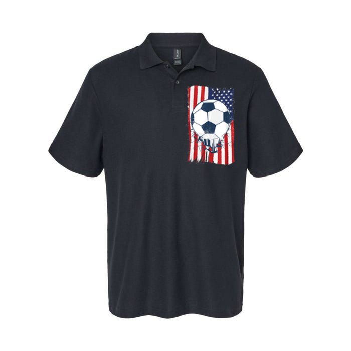 Soccer USA Flag , Soccer Ball Graphic Boys  Softstyle Adult Sport Polo