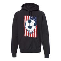 Soccer USA Flag , Soccer Ball Graphic Boys  Premium Hoodie