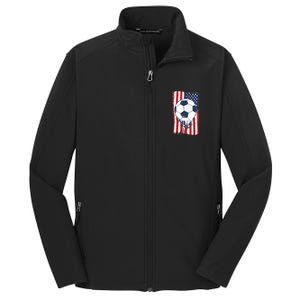 Soccer USA Flag , Soccer Ball Graphic Boys  Core Soft Shell Jacket