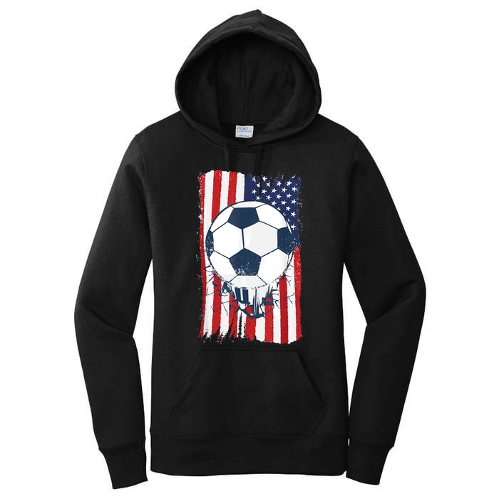 Soccer USA Flag , Soccer Ball Graphic Boys  Women's Pullover Hoodie