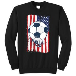 Soccer USA Flag , Soccer Ball Graphic Boys  Tall Sweatshirt