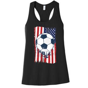 Soccer USA Flag , Soccer Ball Graphic Boys  Women's Racerback Tank