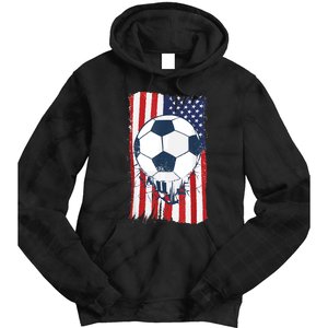 Soccer USA Flag , Soccer Ball Graphic Boys  Tie Dye Hoodie