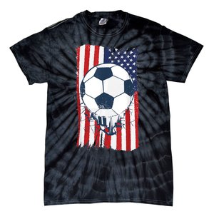 Soccer USA Flag , Soccer Ball Graphic Boys  Tie-Dye T-Shirt