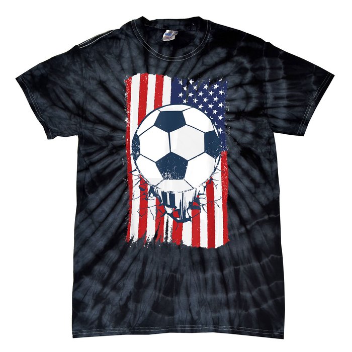 Soccer USA Flag , Soccer Ball Graphic Boys  Tie-Dye T-Shirt