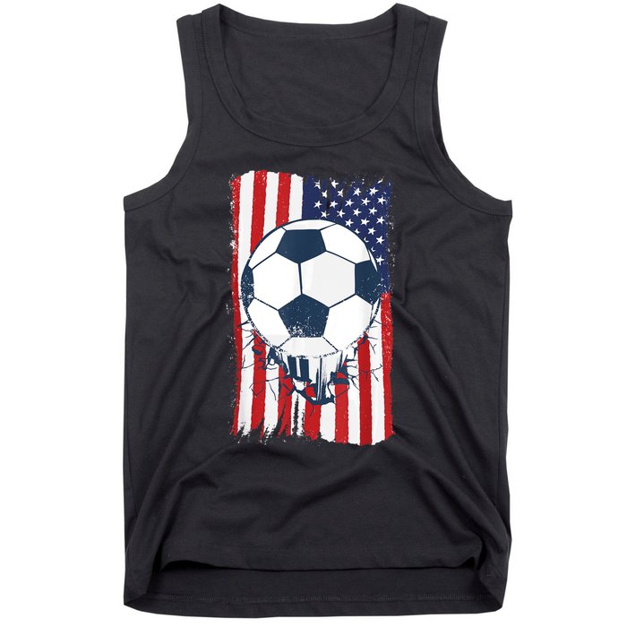 Soccer USA Flag , Soccer Ball Graphic Boys  Tank Top