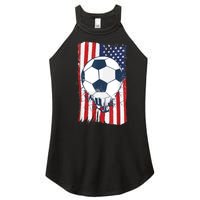 Soccer USA Flag , Soccer Ball Graphic Boys  Women's Perfect Tri Rocker Tank