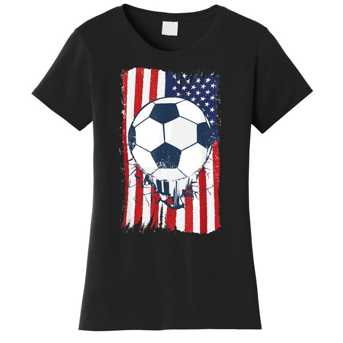 Soccer USA Flag , Soccer Ball Graphic Boys  Women's T-Shirt