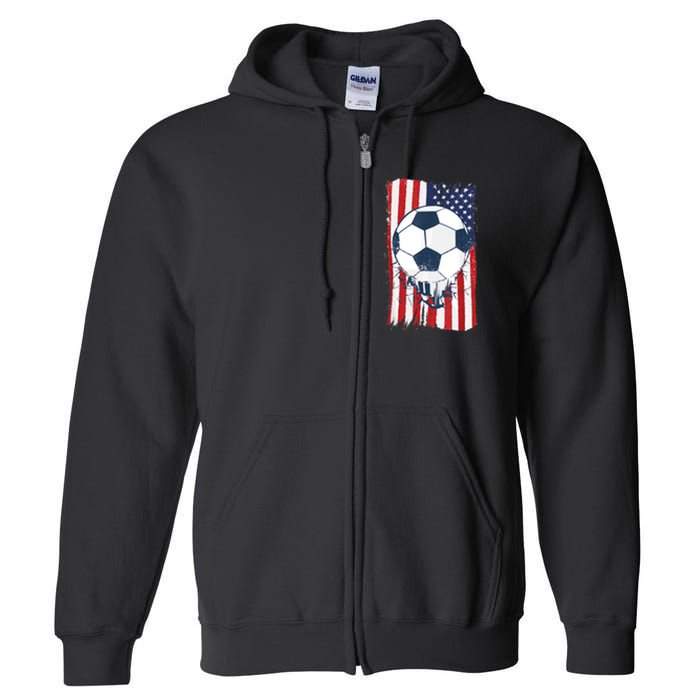 Soccer USA Flag , Soccer Ball Graphic Boys  Full Zip Hoodie