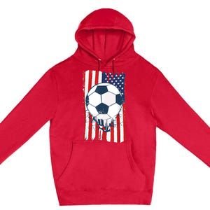 Soccer USA Flag , Soccer Ball Graphic Boys  Premium Pullover Hoodie