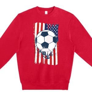 Soccer USA Flag , Soccer Ball Graphic Boys  Premium Crewneck Sweatshirt