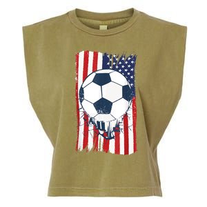 Soccer USA Flag , Soccer Ball Graphic Boys  Garment-Dyed Women's Muscle Tee