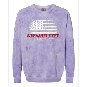 Steamfitter Usa Flag Patriotic For A Pipefitter Colorblast Crewneck Sweatshirt