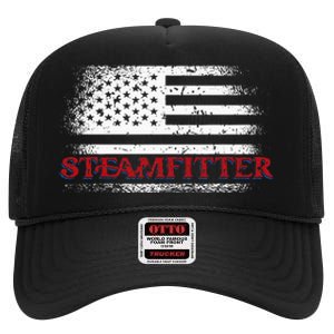 Steamfitter Usa Flag Patriotic For A Pipefitter High Crown Mesh Back Trucker Hat