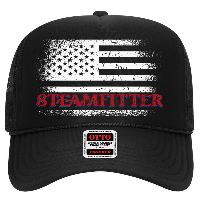 Steamfitter Usa Flag Patriotic For A Pipefitter High Crown Mesh Back Trucker Hat