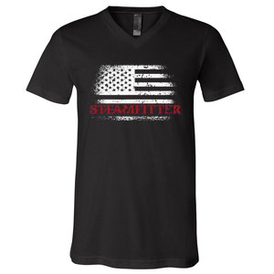 Steamfitter Usa Flag Patriotic For A Pipefitter V-Neck T-Shirt