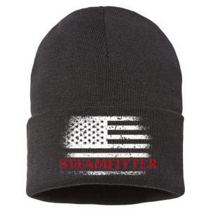 Steamfitter Usa Flag Patriotic For A Pipefitter Sustainable Knit Beanie