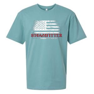 Steamfitter Usa Flag Patriotic For A Pipefitter Sueded Cloud Jersey T-Shirt