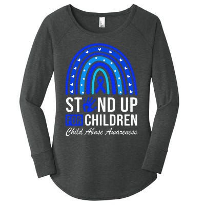 Stand Up For Children Stop Child Abuse Prevention Awareness Women's Perfect Tri Tunic Long Sleeve Shirt