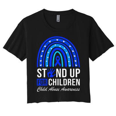 Stand Up For Children Stop Child Abuse Prevention Awareness Women's Crop Top Tee