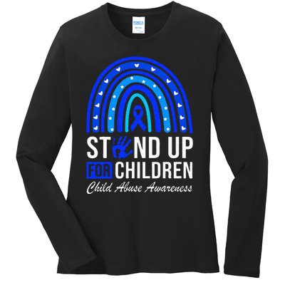 Stand Up For Children Stop Child Abuse Prevention Awareness Ladies Long Sleeve Shirt