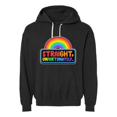 Straight Unfortunately Funny Lgbtq Garment-Dyed Fleece Hoodie