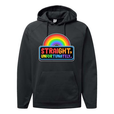 Straight Unfortunately Funny Lgbtq Performance Fleece Hoodie