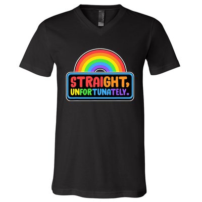 Straight Unfortunately Funny Lgbtq V-Neck T-Shirt