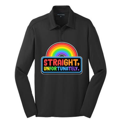 Straight Unfortunately Funny Lgbtq Silk Touch Performance Long Sleeve Polo