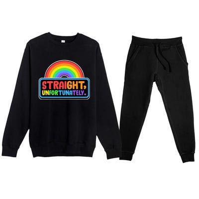 Straight Unfortunately Funny Lgbtq Premium Crewneck Sweatsuit Set