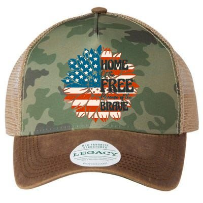 Sunflower USA Flag Home Of The Free Because Of The Brave Gift Legacy Tie Dye Trucker Hat