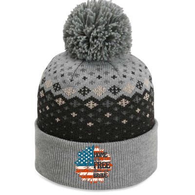 Sunflower USA Flag Home Of The Free Because Of The Brave Gift The Baniff Cuffed Pom Beanie