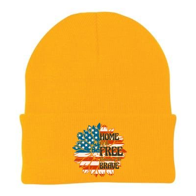 Sunflower USA Flag Home Of The Free Because Of The Brave Gift Knit Cap Winter Beanie