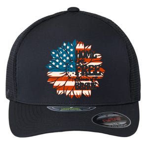 Sunflower USA Flag Home Of The Free Because Of The Brave Gift Flexfit Unipanel Trucker Cap