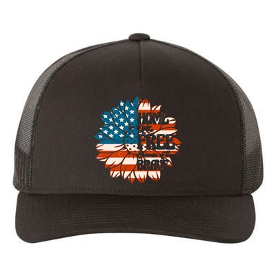 Sunflower USA Flag Home Of The Free Because Of The Brave Gift Yupoong Adult 5-Panel Trucker Hat