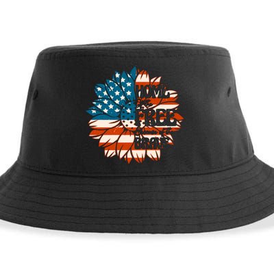 Sunflower USA Flag Home Of The Free Because Of The Brave Gift Sustainable Bucket Hat