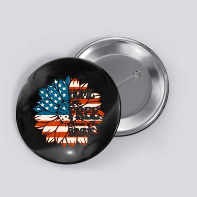 Sunflower USA Flag Home Of The Free Because Of The Brave Gift Button