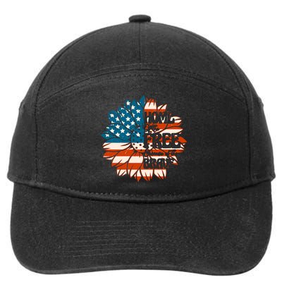 Sunflower USA Flag Home Of The Free Because Of The Brave Gift 7-Panel Snapback Hat