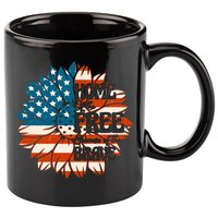 Sunflower USA Flag Home Of The Free Because Of The Brave Gift 11oz C Handle Ceramic Mug