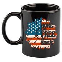 Sunflower USA Flag Home Of The Free Because Of The Brave Gift 11oz C Handle Ceramic Mug