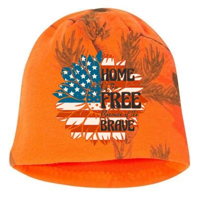 Sunflower USA Flag Home Of The Free Because Of The Brave Gift Kati - Camo Knit Beanie