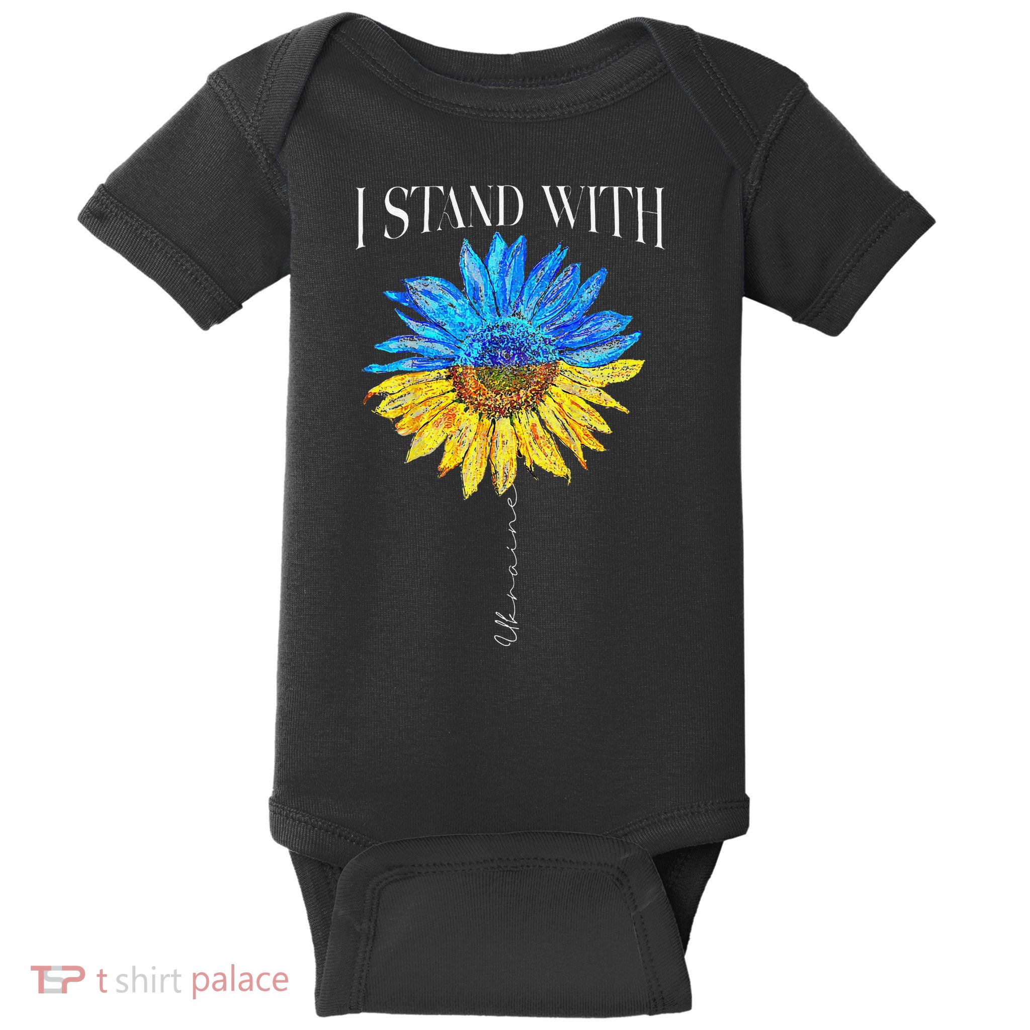Sunflower Ukrainian Flag I Stand With Ukraine Support Baby Bodysuit