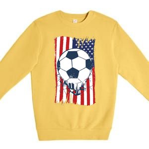 Soccer USA Flag Shirt, Soccer Ball Graphic Premium Crewneck Sweatshirt