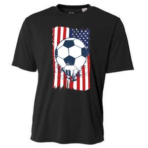 Soccer USA Flag Shirt, Soccer Ball Graphic Cooling Performance Crew T-Shirt