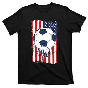 Soccer USA Flag Shirt, Soccer Ball Graphic T-Shirt