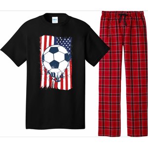 Soccer USA Flag Shirt, Soccer Ball Graphic Pajama Set